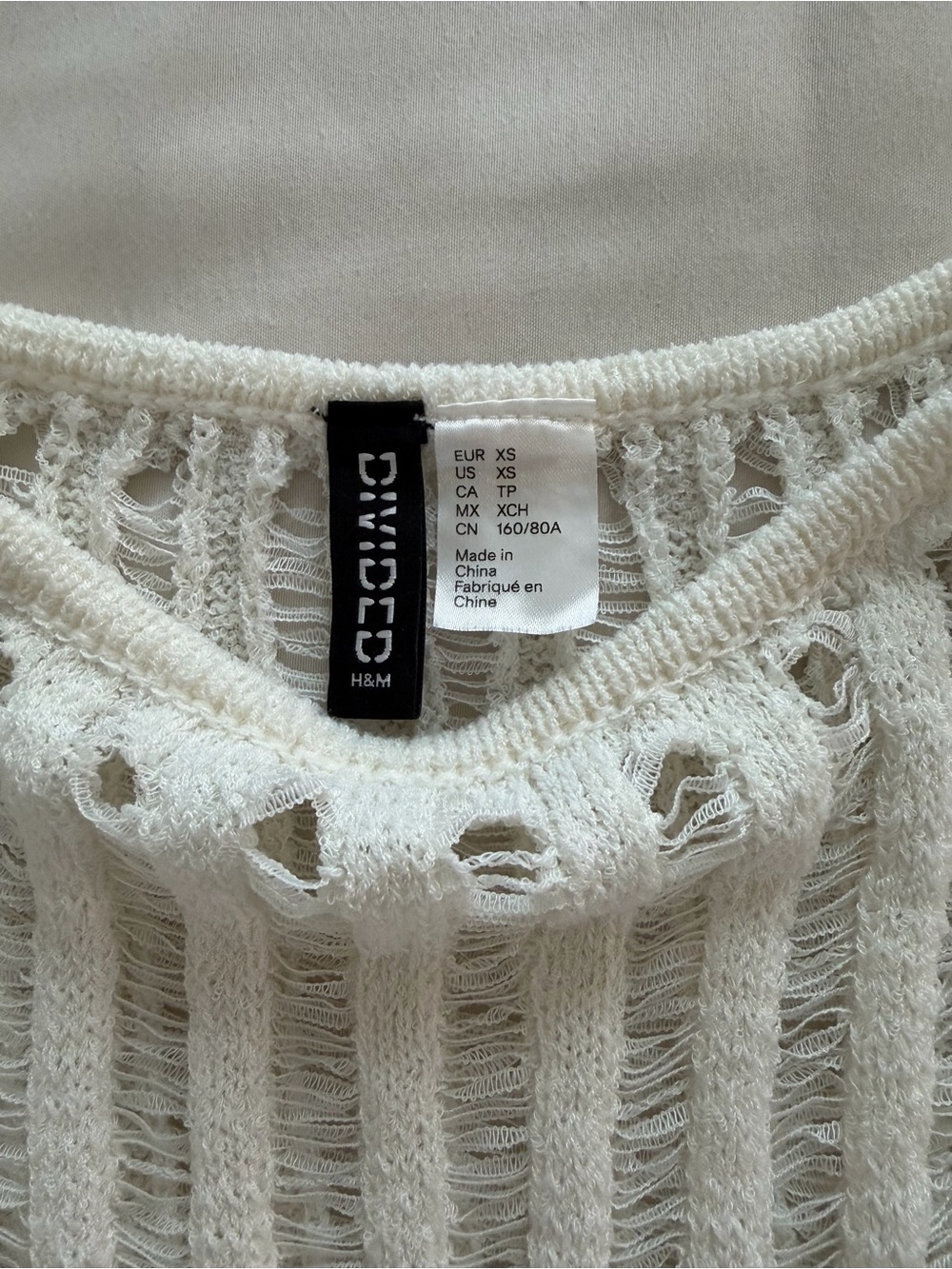 H&M Cream Ribbed Knit Side-Tie Tank - Picture 3 of 7